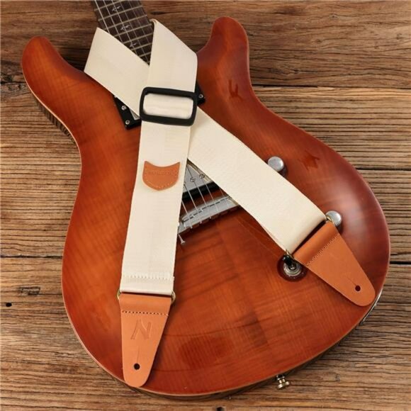 Beige Guitar Strap with Pick Pocket Strap Locks Fits Electric Acoustic Bass - Picture 5 of 7